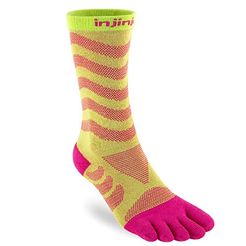 Injinji Ultra Run Crew Socken Damen gelb/pink Schuhgröße M-L | EU 40,5-44,5+ 2021 Laufsocken von Injinji