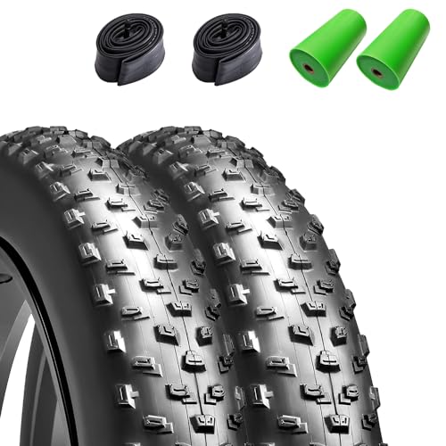 JILUER 26 x 4.0 Fat Bike Reifen & Schlauch & Reifen Liner 3-in-1 Set - für EBIKE/MTB, faltbar & Pannensicherheit & Hochleistungs- & All-Terrain, 2 Stück von Inkesky