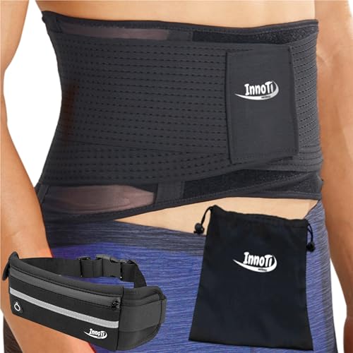 InnoTi Rückenbandage Herren & Damen - Rückenstützgürtel zur Stabilisierung der Lendenwirbel beim Sport und Arbeit -Leicht und Atmungsaktiv - Kompression mit Doppelte Verstellbänder S von InnoTi
