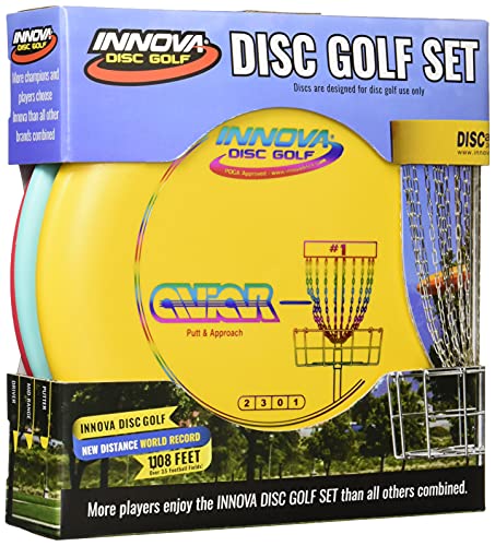 Innova Disc Golf Set, Driver, Mid-Range und Putter, bequemer DX-Kunststoff, Farben können variieren (3 Stück) von Innova Disc Golf