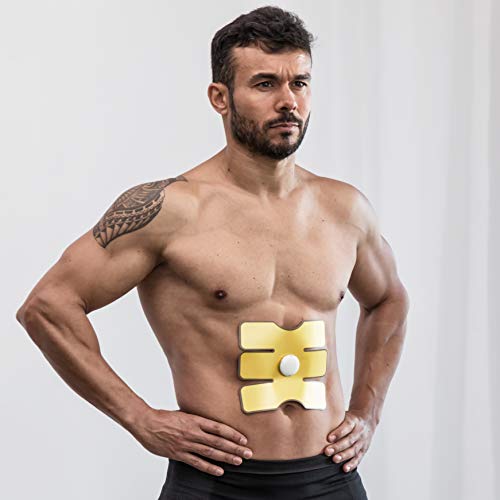 InnovaGoods - Bauchpflaster Elektrostimulator zur Muskelstraffung, 15 Intensitätsstufen, Ergonomisches Design, Wiederverwendbar, Flexibel, Leicht, Gold, Kunststoff von InnovaGoods