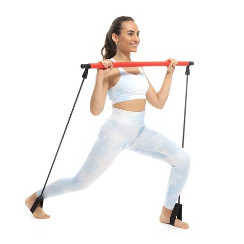 InnovaGoods | Fitnessstange mit elastischen Bändern und Resibar Übungsanleitung | Rot von InnovaGoods