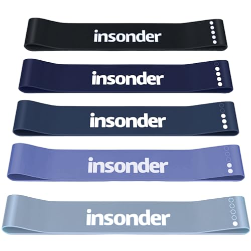 Insonder Fitnessbänder 5er Set - Theraband Resistance Bands Set - Widerstandsbänder, Gymnastikband, Fitnessband - Strength Training Equipment - Gummiband Sport - Trainingsbänder + Booty Band von Insonder