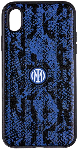 Inter Hi Tech Artisans Schutzhülle für iPhone XS Max TPU und Kunstleder, Schwarz und Blau, Premium-Linie, offizielle Schutzhülle 2022 FC, neues Logo, Schutzhülle für iPhone, entworfen und bedruckt in Italien von Inter
