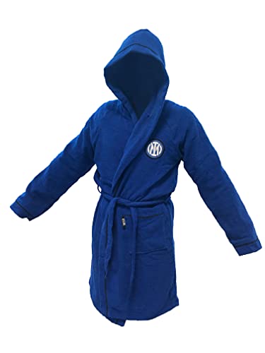 Inter F.C, Bademantel aus Mikrofrottee/Logo Neu / 100% Baumwolle / 4-6 Jahre/Platzsparender Umschlag/offizielles Produkt, Blau von Inter