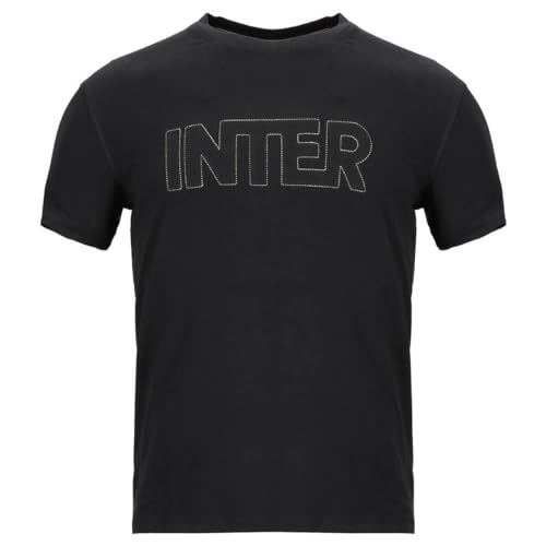 Inter T-Shirt für Herren, Rundhalsausschnitt, Kurzarm, Jersey, T-Shirt für Herren, Herren, T-Shirt, INTJE864, Schwarz, XXL von Inter