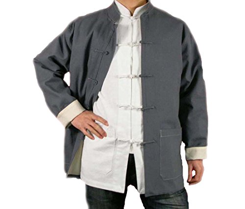 Handgemachte Grauer Kung Fu Tai Chi Baumwolle Jacke von Maßschneider #122 von Interact China