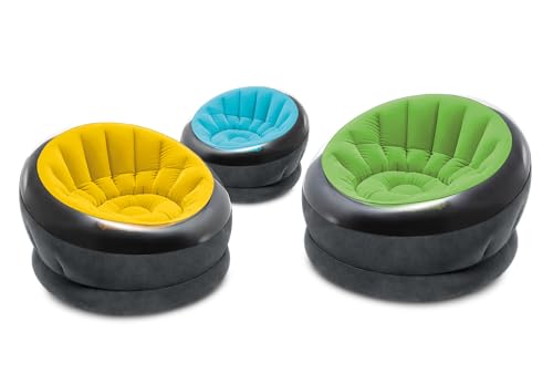 Intex Inflatable Chair aufblasbarer Empire, 111,8 x 109,2 x 68,6 cm, Farbe kann variieren, 1 Stuhl, 100% Baumwolle/Jersey, Mehrfarbig, 44"x43"x27" von Intex