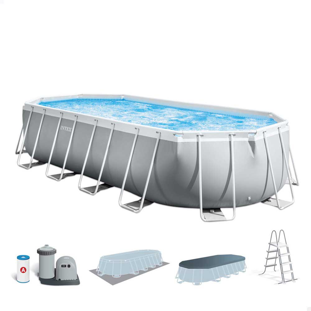 Intex Prism 610x305x122 Cm Steel Oval Pool Frame Above Ground Grau 18202 Liters von Intex