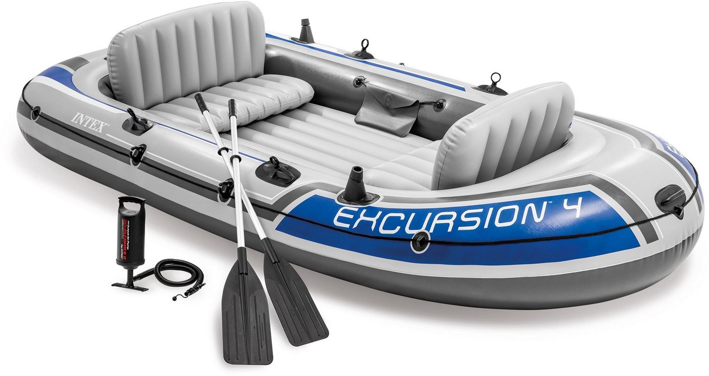 Intex Schlauchboot Excursion 4, (Set, -, mit 2 Paddeln und Luftpumpe) von Intex