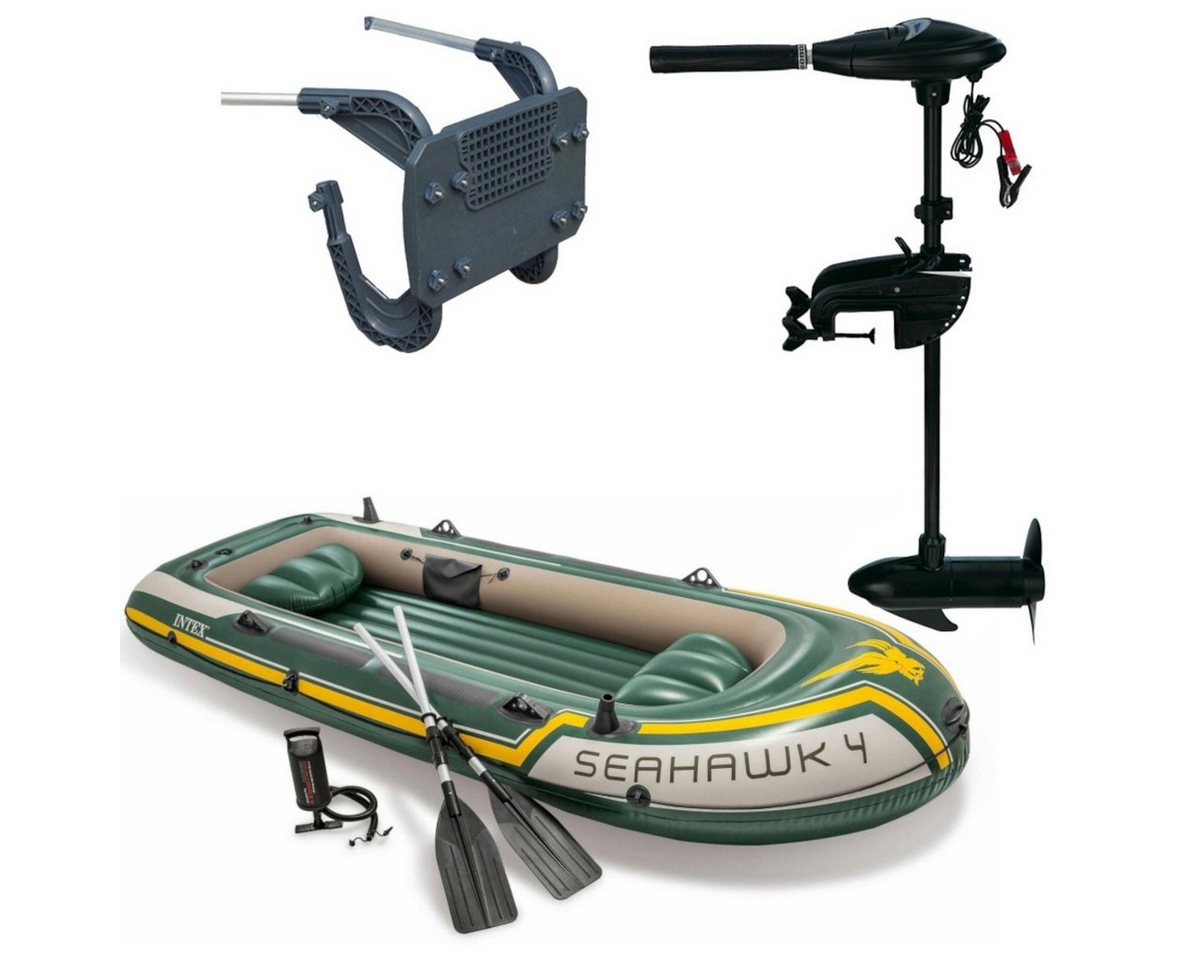 Intex Schlauchboot Schlauchboot Seahawk 4 SET inkl. Außenbordmotor + Befestigung von Intex