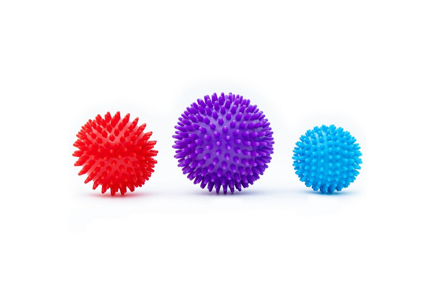 Intirilife Massageball, Set 3-tlg., 3x Massageball, Faszienball Set Noppenball 9 / 7.5 / 6 cm Igelball Massagekugel von Intirilife