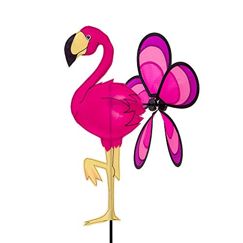 HQ Windspiration 100748 - Spin Critter Flamingo, UV-beständiges und wetterfestes Windspiel - Höhe: 63 cm, Tiefe: 32 cm, Ø: 30 cm, inkl. Standstab von Invento