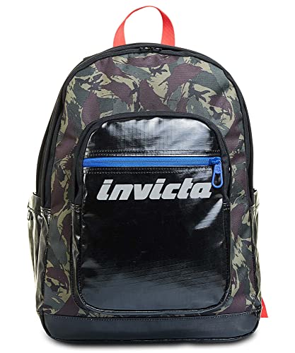 Invicta Rucksack aus nachhaltigem Stoff, Backpack mit Trinkflaschenfach, Laptopfach, Extra Platz - 38 LT - Unisex, für Schule, Sport und Freizeit, italienisches Design, mehrfarbig, Colorblock Camo von Invicta
