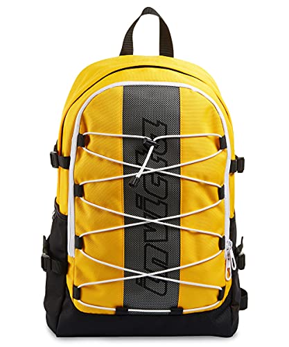 Invicta ACT-LOGO Rucksack aus nachhaltigem Stoff, Praktisch & Unisex Leicht, kompakt, mit Laptopfach & Seitliche Taschen;Büro, Reise, Arbeit, Fahrrad Backpack, Daypack, italienisches Design, gelb von Invicta