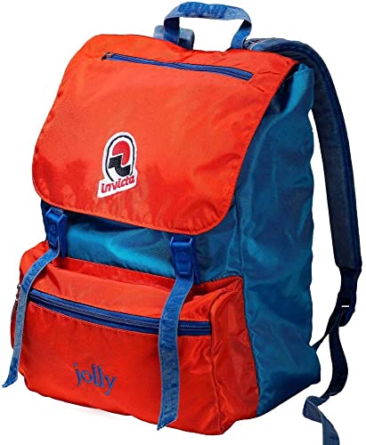 INVICTA JOLLY VINTAGE Praktischer Rucksack für Reise, Freizeit, Ausflüge; Uni, Büro mit Laptopfach bis 13'' Unisex Tagesrucksack, Backpack, orange/blau & italienisches Design von Invicta