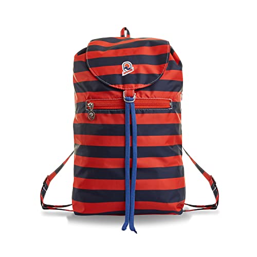 Invicta Tagesrucksack, Backpack für Reise Ausflüge & Freizeit; für Damen & Herren, mit Hüftgurt & faltbar - rot/blau zweifarbiges Muster, 8 LT, Extra leicht, MINISAC VINTAGE HERITAGE von Invicta