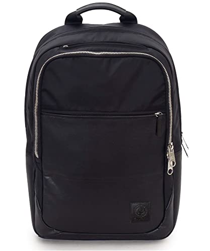 Invicta Rucksack - Biz M, Schwarz, aus Leder - Office & Leisure - Kratzfeste PC-Tasche - Mehrfach - Trolleygurt von Invicta