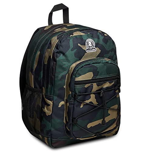 RUCKSACK INVICTA DIAL CAMOUFLAGE mit Trinkflaschenfach, Extra Platz - 38 LT - Unisex, für Uni, Sport und Freizeit, italienisches Design, Geräumige Schultasche für Teenager grün von Invicta