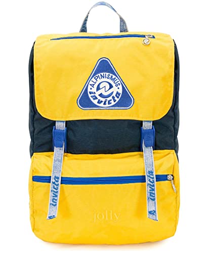 Invicta Rucksack, JOLLY ALPINISMUS Tagesrucksack, Lässiger Daypack, Für Büro, Ausflüge & Pendeln, Für Uni, Sport, Freizeit, 13'' Laptopfach, italienisches Design, gelb/blau von Invicta