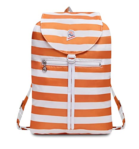 Invicta Tagesrucksack, Backpack für Reise Ausflüge & Freizeit; für Damen & Herren, mit Hüftgurt & faltbar - weiß/orange, zweifarbiges Muster, 8 LT, Extra leicht, MINISAC NEXT von Invicta