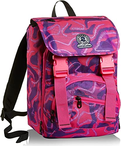 Invicta Rucksack Backpack für Schule, Uni & Freizeit, Erweiterbarer Schulranzen, Geräumige Schultasche für Teenager, Mädchen und Jungen, Extra Platz, pink, STREET JUNGLE von Invicta