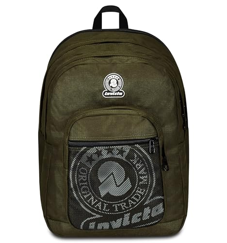 Invicta Schulrucksack Dial Full Space Solid, Grün, Doppelrucksack mit erweiterbarem Band, PC-Tasche, Trinkflaschentasche und Organizer-Tasche, Reiserucksack, grün, Taglia unica, schulisch von Invicta