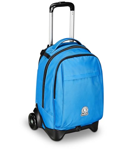 Invicta Schultrolley New Tech Solid, Hellblau, 3 in 1, Rucksack mit abnehmbarem Wagen, Multi-Taschen, Maxi Capienrte, Schule, Reisen und Freizeit, Jungen, blau, Taglia Unica, schulisch von Invicta