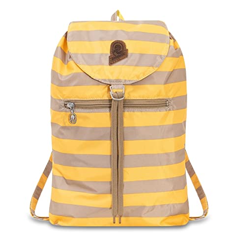 Invicta Tagesrucksack, Backpack für Reise Ausflüge & Freizeit; für Damen & Herren, mit Hüftgurt & faltbar - gelb/beige zweifarbiges Muster, 8 LT, Extra leicht, MINISAC VINTAGE HERITAGE von Invicta