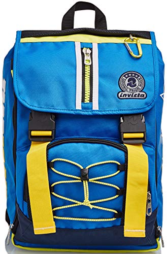 Invicta Rucksack Backpack für Schule, Uni & Freizeit, Erweiterbarer Schulranzen, Geräumige Schultasche für Teenager, Mädchen und Jungen, Extra Platz, blau, SQUARE CAMO von Invicta