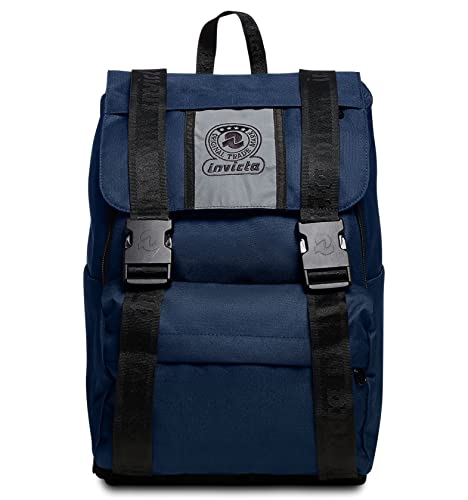 Invicta SQUARE Backpack für Schule, Uni & Freizeit, Erweiterbarer Schulranzen, Blau,Einheitsgröße von Invicta