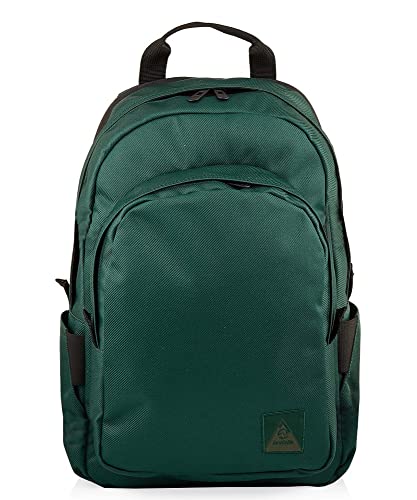 Invicta Round Backpack Geräumiger Rucksack, praktisch & unisex, mit Laptopfach für Uni, Arbeit, Reise & Fahrrad; Daypack, grün - mit Lederdetails & italienisches Design von Invicta