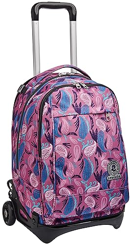 Invicta TROLLEY, Rucksack mit Trolleyfunktion, 3 in 1, Schulranzen mit Rollen, Abnehmbarer Rucksack, ab 1. Klasse, für Schule, Gymnasium, Reisen&Freizeit, Mädchen&Jungen, rosa, NEW TECH PAISLEY von Invicta