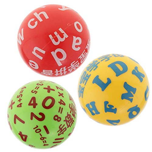 Inzopo Set mit 3 Sprungbällen für Kleinkinder, 3 Zoll (7,6 cm), zum Lernen des Fangen und Werfens, auch Partyartikel – Alphabet, wie Alphabet beschrieben von Inzopo