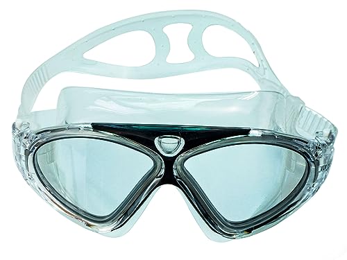 Ioggtser Schwimmbrille, Großer Rahmen Weitsicht-Schwimmbrille für Erwachsene Männer Frauen, Auslaufsichere Anti-Fog Schwimmbrille mit UV-Schutz 180° Clear Vision (Black) von Ioggtser