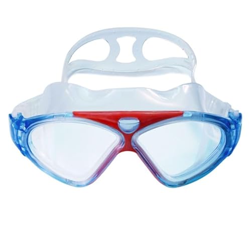 Ioggtser Schwimmbrille, Großer Rahmen Weitsicht-Schwimmbrille für Erwachsene Männer Frauen, Auslaufsichere Anti-Fog Schwimmbrille mit UV-Schutz 180° Clear Vision (Red&Blue) von Ioggtser