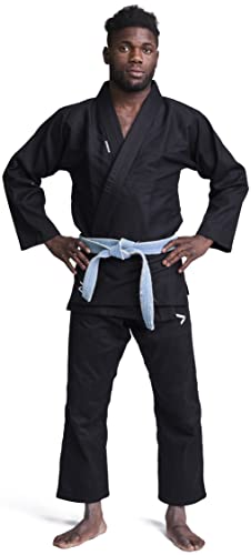 Ippon Gear BJJ GI Brazilian Jiu Jitsu Einsteiger Anzug inkl weißem Gürtel [Größe A3 I Pearl-Weave Material I 350gr/m² Stoffdichte I Reißfest] schwarz von IPPONGEAR
