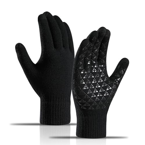 Irikdescia® 1 Paar Touchscreen-Handschuhe, Winterhandschuhe, Sporthandschuhe, Warme, rutschfeste Handschuhe mit Thermischem, Weichem Strickfutter, für Männer, Frauen (Schwarz) von Irikdescia