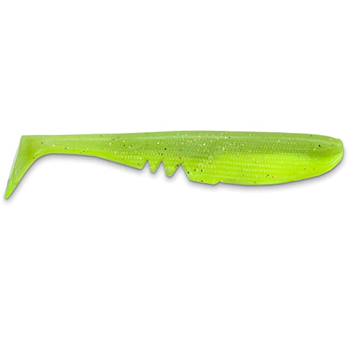 Iron Claw Moby Softbaits – Racker Shad – 12,5 cm – 14 Farben – mit Haken – UV-beständiges Material – 100% ungiftig – Made in Germany, ICC – Chartreuse für den Innenbereich von Iron Claw