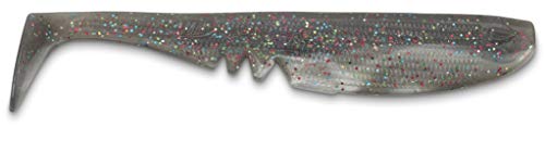 Iron Claw Moby SOFTBAITS - Racker Shad, 17 cm - 22 cm, 14 Farben, mit Hakenkanal, UV-reaktives Material, 100% ungiftig, Made in Germany (MOM - Motoroil Multiglitter Pearl) von Iron Claw