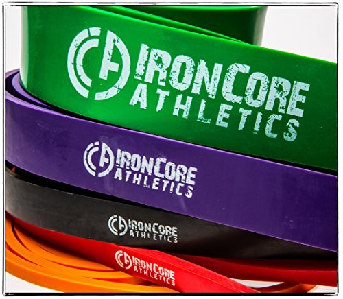 Iron Core Athletics 41" Loop Exercise Bands - Set of 5 Bands - #1 Orange #2 Red, #3 Black, #4 Purple, #5 Green - Provides 5 - 300lbs Resistance / Assistance von Iron Core Athletics