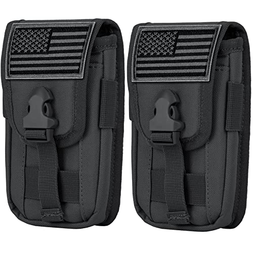 IronSeals 2 Stück taktische Handy-Holstertasche, Smartphone-Tasche, Molle-Befestigung, Gürtelhalter, Taille für 11,9 cm - 17 cm mit Rüstungshülle mit US-Flaggen-Patch von IronSeals