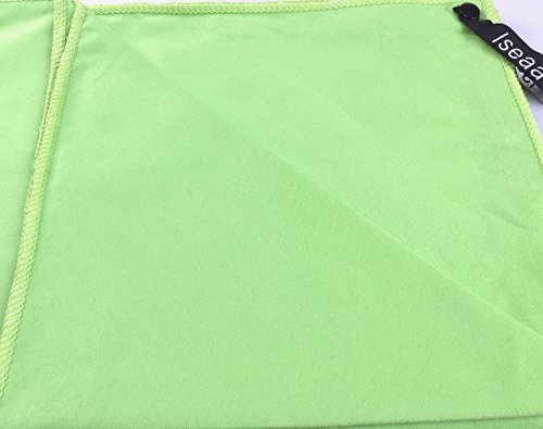 Iseaa 2er Set Mikrofaser Handtücher extrem saugfähig antibakteriell leicht Sporthandtuch Badetuch Saunatuch Strandtuch Yoga Tuch Microfaser Handtuch 120x60cm + 30x50cm Grün von Iseaa