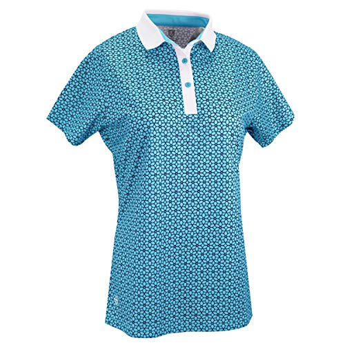 Island GREEN Damen Golf Damen Poloshirt mit Blumendruck, atmungsaktiv, flexibel, feuchtigkeitsableitend, Reißverschluss am Hals von Island Green