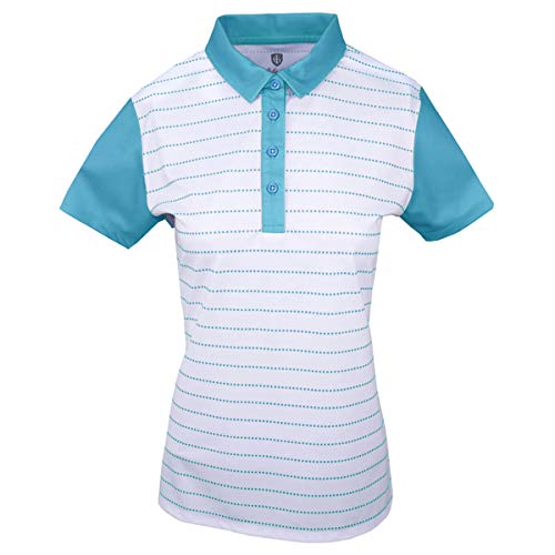 Island GREEN Damen Golf Ladies Contrast Sleeve Breathable Moisture Wicking Flexible Polo Shirt Poloshirt, Tiefes Pool/Weiß, 40 von Island Green