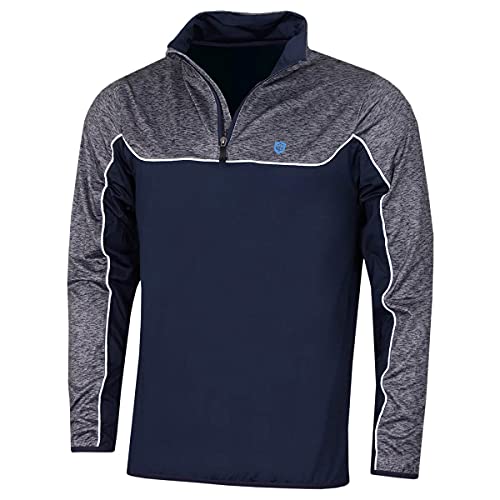 Island GREEN Herren Kontrastpasse, 1/4-Reißverschluss, feuchtigkeitsableitend, atmungsaktiv, Oberschicht, Golfshirt (1 Stück) von Island Green