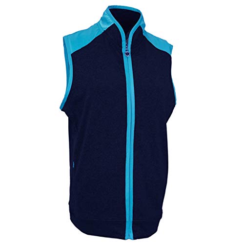 Island Green Womens Kontrast Details Atmungsfähig Leicht Knitter Gilet-Weste-Spitze Jacket, Navy/Tief Pool, UK 10 von Island Green