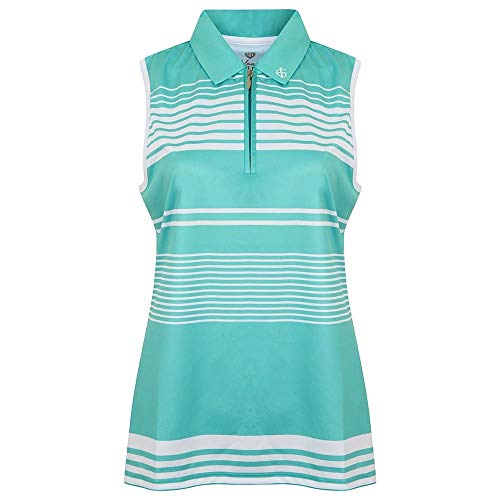 Island Green Golf IGLTS1676 Damen Poloshirt, atmungsaktiv, feuchtigkeitsableitend, leicht, 1/2 Reißverschluss, ärmellos, Größe 44 von Island Green