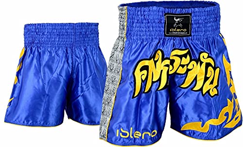 Islero Muay Thai Shorts Fight MMA Kickboxen Shorts Grappling Martial Arts Gear UFC Cage Fighting Shorts Herren Kleidung M blau von Islero Fitness