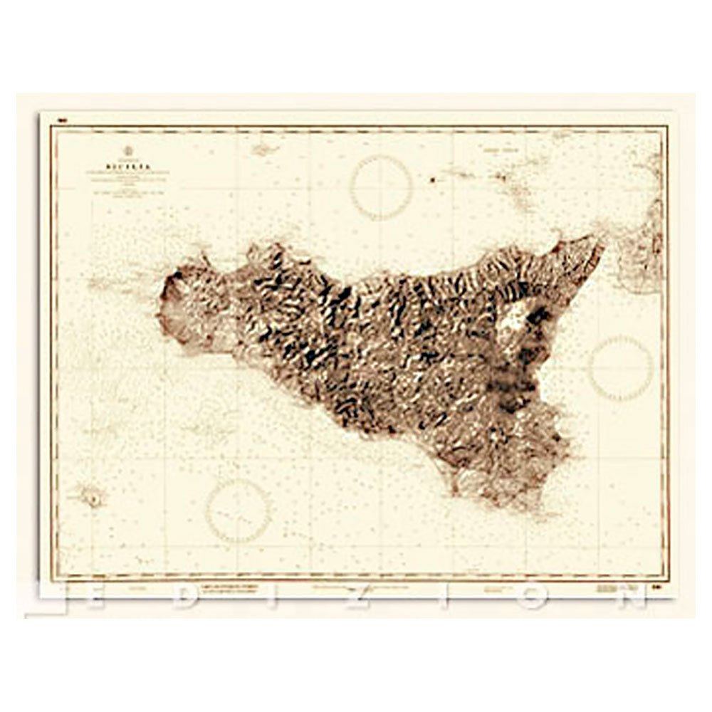 Istituto Idrografico Historical Sicily Island Map Golden 75 x 92 cm von Istituto Idrografico